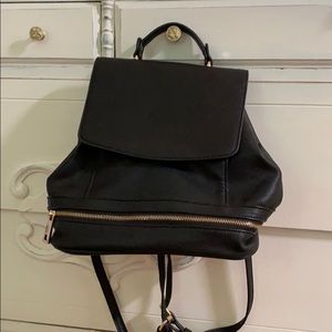Free People Black Faux Leather Mini Backpack